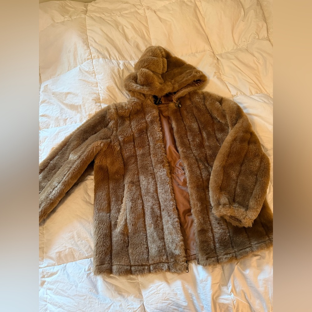 Faux Fur Hooded Coat